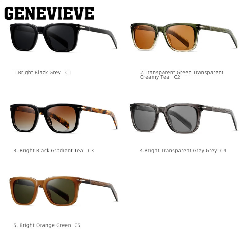 GENEVIEVE Fashion Geometric Square Frame Sunglasses UV Protection Polarized Sunglasses Customizable Prescription 241230