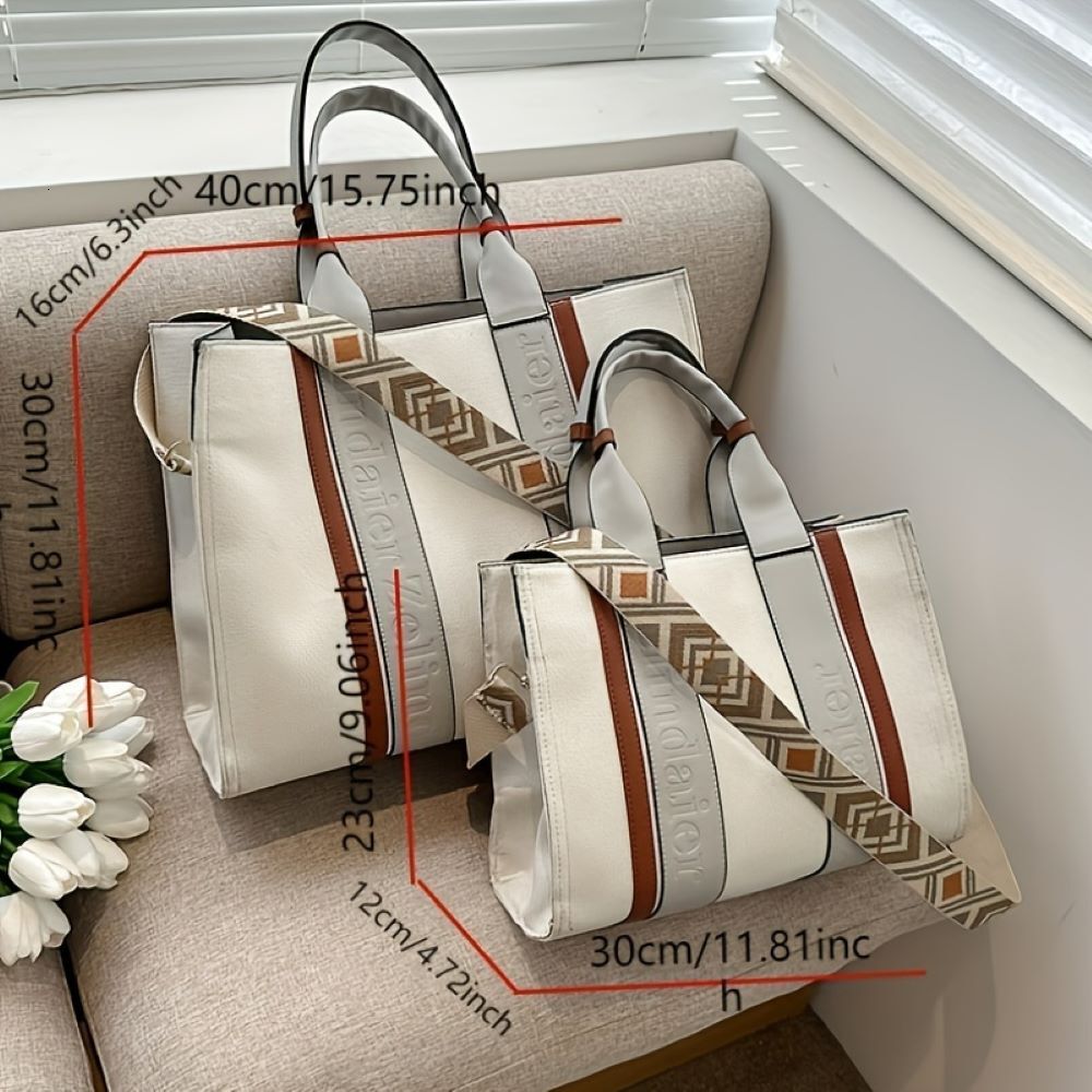 New Fashion Design Women's Tote High Quality Canvas Large Capacity Handbag Elegant Commuting Shoulder Bag