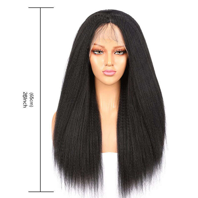 Lace Front Wig Cover T Shape Female Large Area T-Shaped Front Lace Wig Black Fluffy Yaki Long Straight Wigs Kq2 Kq2