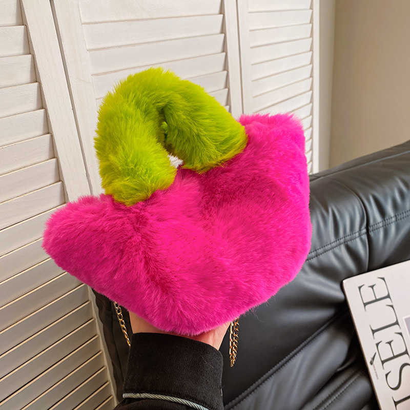 Hairy small bag for women, 2023 autumn and winter new trendy cute plush bucket bag, texture niche single shoulder crossbody bag 241230