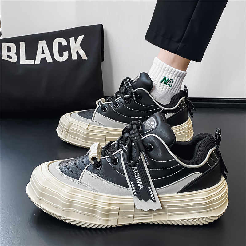 Men Casual Simple Leisure Style New Fashion Versatile Low-Top Thick Sole Trendy Sports Trainers Shoes Triple Black White Blue fashion