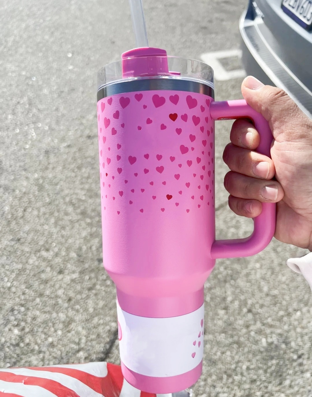 US Stock 40 OZ Valentine's Day Cups Blue Magnolia Lilac Floral Stainless Steel Tumblers with handle Lid And Straw 14oz Mini Kids Heart Travel Car