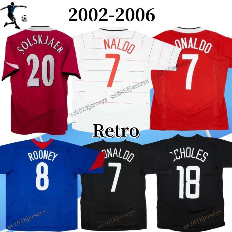 Blue Away 2003 2004 2005 2006 Retro Soccer Jerseys ROONEY SOLSKJAER RONA 02 03 04 05 06 07 home classic Football Shirt