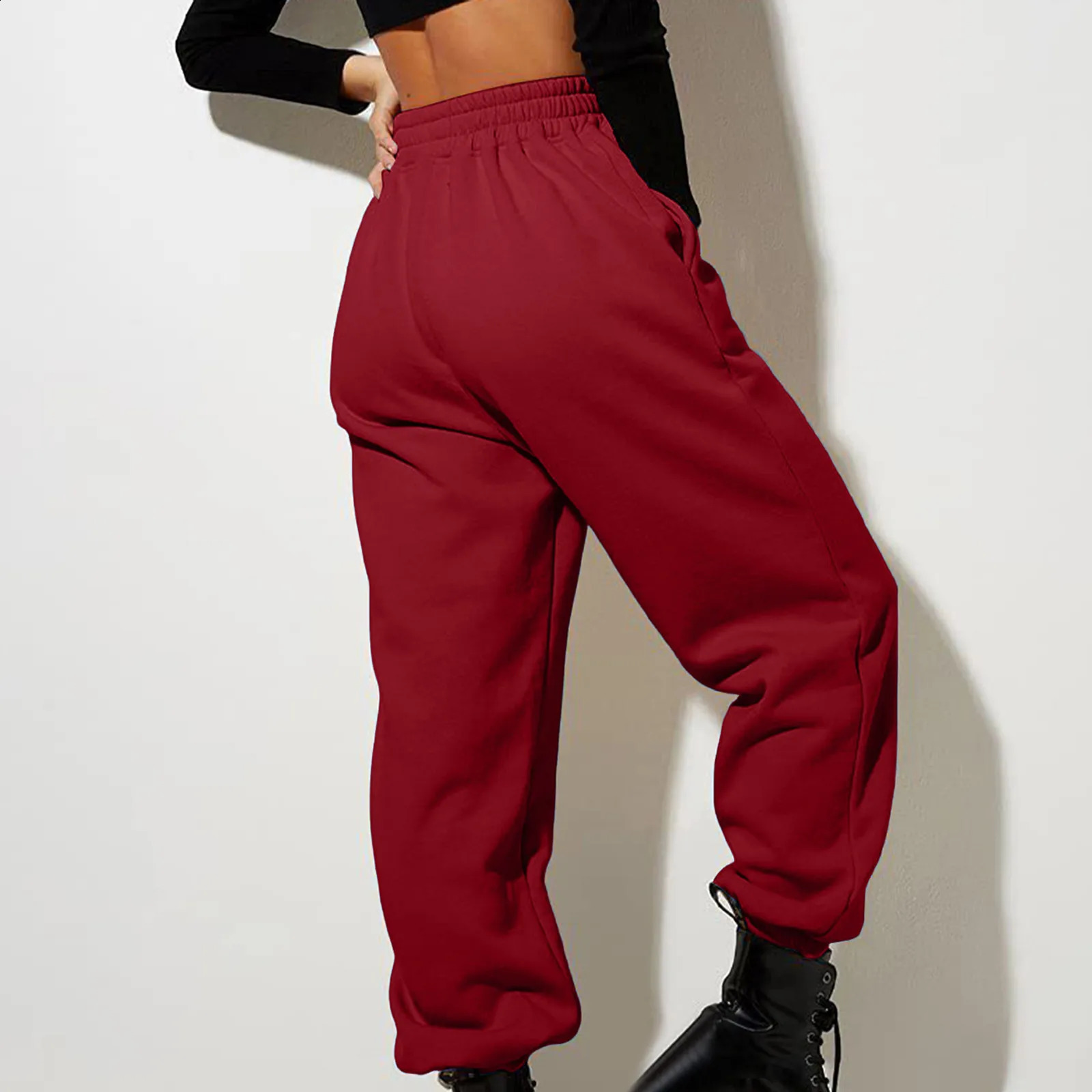 Women Fleece Lined Wide Straight Leg Bottom Winter Warm Pants Daily Casual Jogger Sweatpants Sports Trousers Z260314
