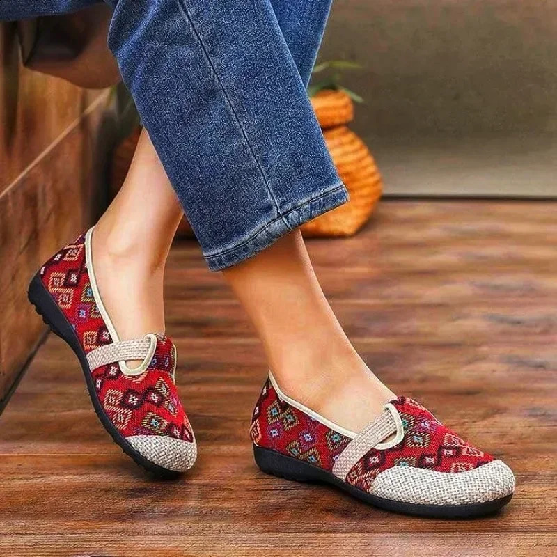 Women Casual Shoes 2024 Summer Fashion Ethnic Embroidery Flat Female Soft Sole Slipon Round Toed Loafers Zapatos 241225