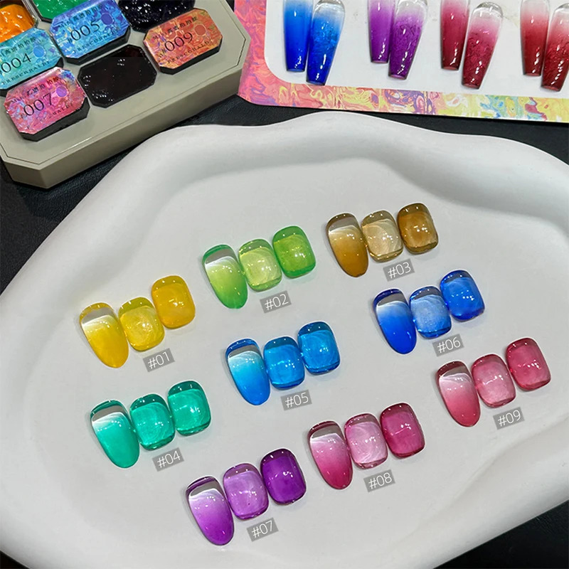 9-color nail paint gel durable pattern gel nail polish cream texture color paint glue immersion solid ergonomic consumer goods 241230
