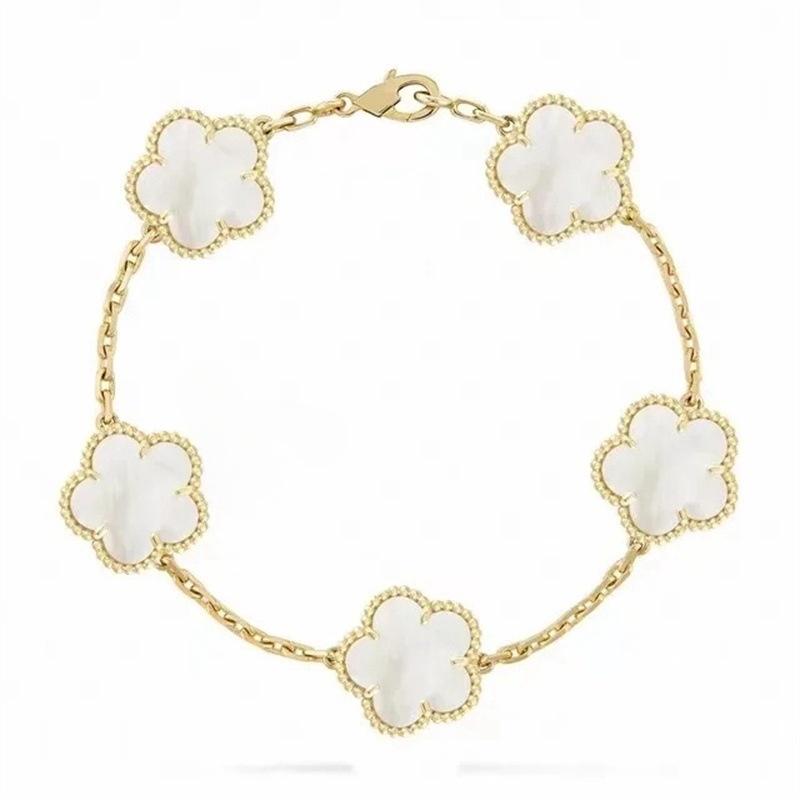 Gold Designer Bracelet Braclet Chain Fine Mother Of Pearl Bijoux de luxe Lady Stone Bracelets Necklaces Fashion Black White Clover Jewelry1