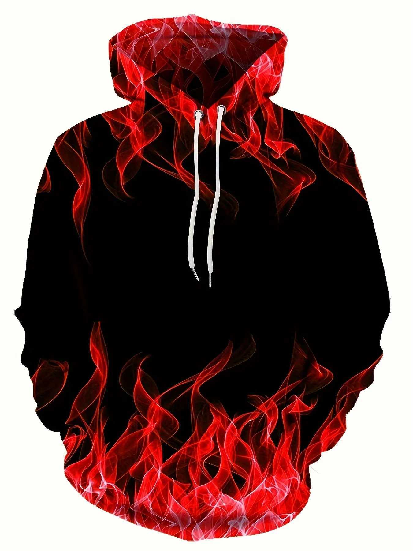 2024 Creative Flame 3D Print Hoodie Cool Hoodies MensSpring Autumn Pullover Hooded SweatshirtOversized Harajuku Y2k Clothes W251027