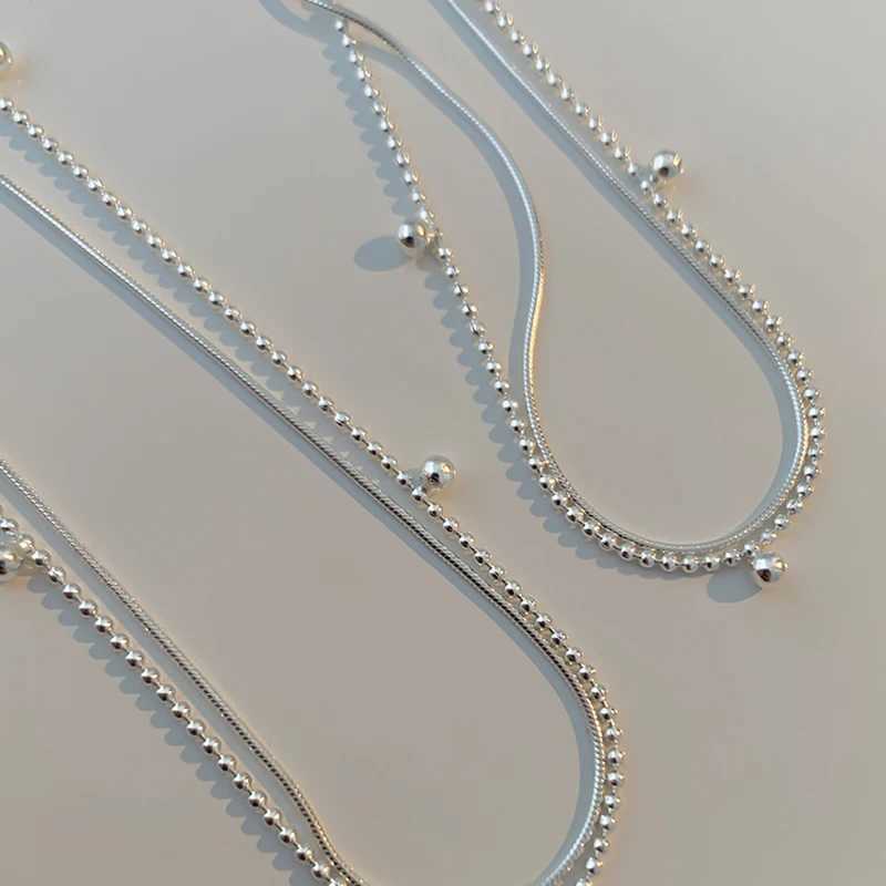 2024 S925 Silver Double layer Snake Chain Clavik Chain Bead Chain Necklace Womens Fashion Hip Hop Retro Unique Design Exquisite Jewelry W241230