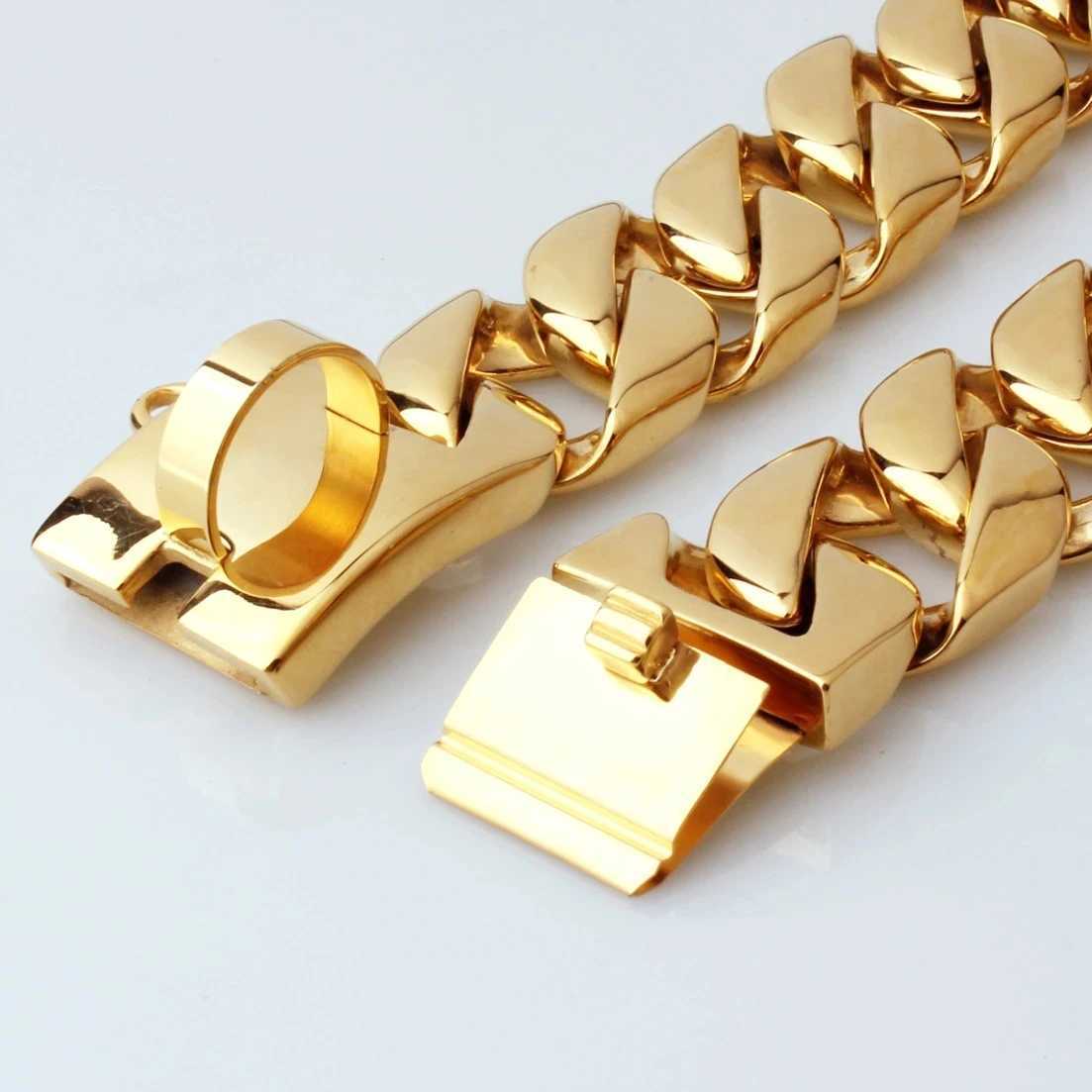 Strong Metal Dog Chain Collars Stainless Steel Pet Training Choke Collar For Large Dogs Pitbull Bulldog Silver Gold Show CollarXJ241230