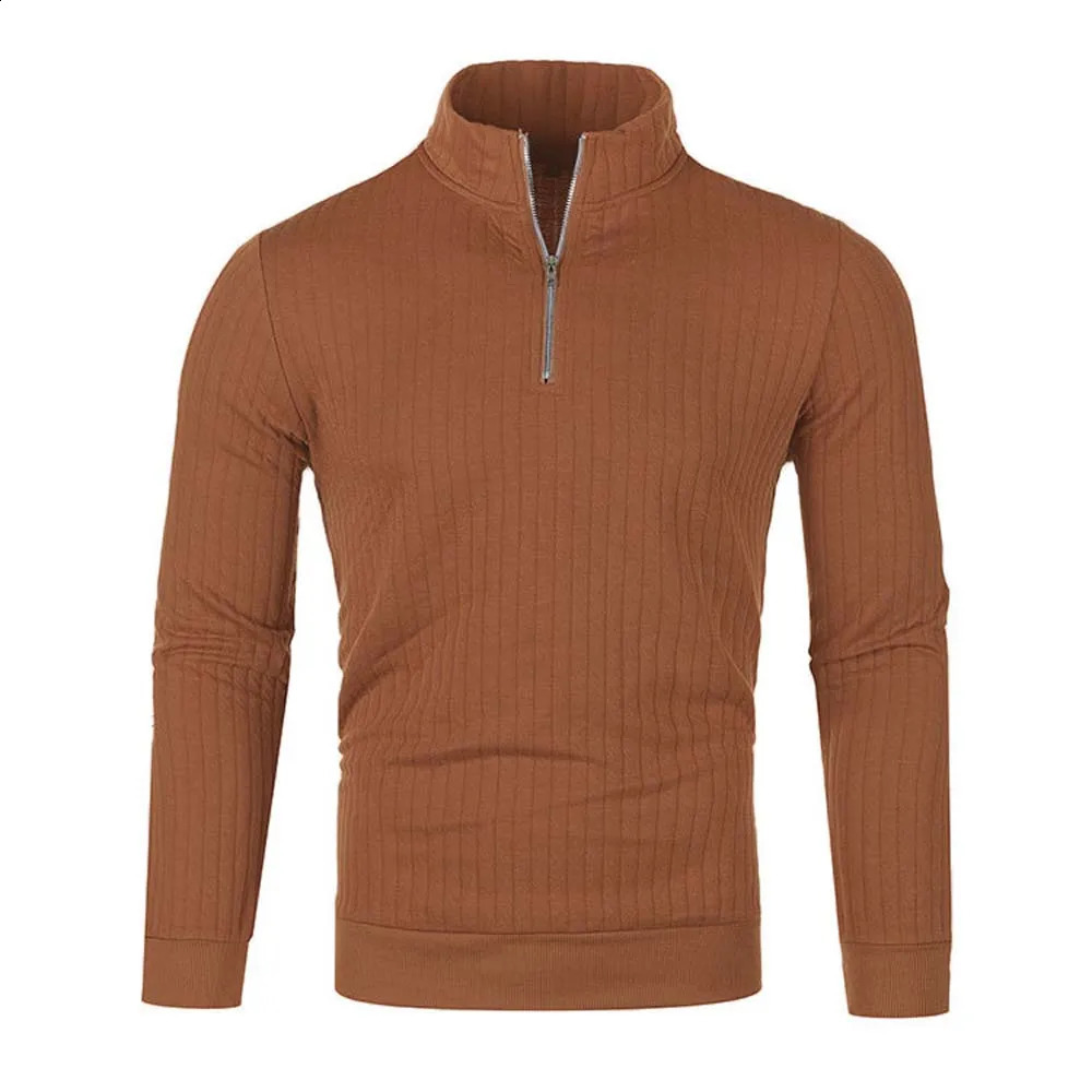 Men Semi Turtleneck Long Sleeve Half Zip Pullover Knitted Sweater Female Knitwear Tops PYBG-BSD-ZW123 241230