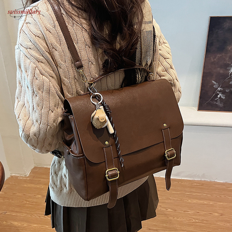 Backpack for women, large capacity casual handheld, British style student backpack, street trendy fashion travel backpack #49