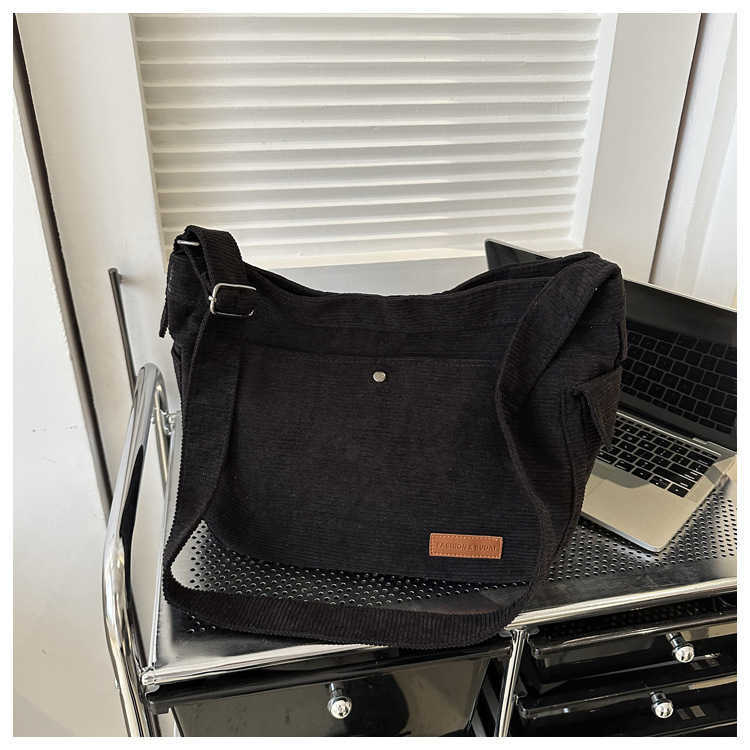 Large capacity canvas bag for women 2023 new casual trend single shoulder cloth bag solid color student class crossbody bag 241230