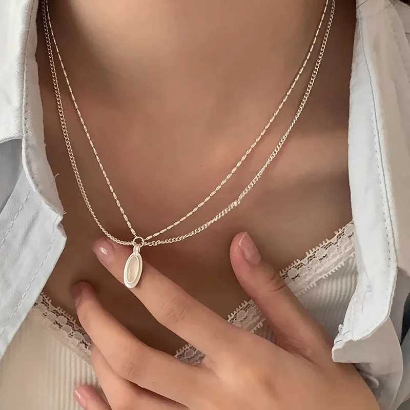 Ventilate 925 sterling silver black agate necklace suitable for women double layered oval fashionable jewelry gift direct shipping W241230