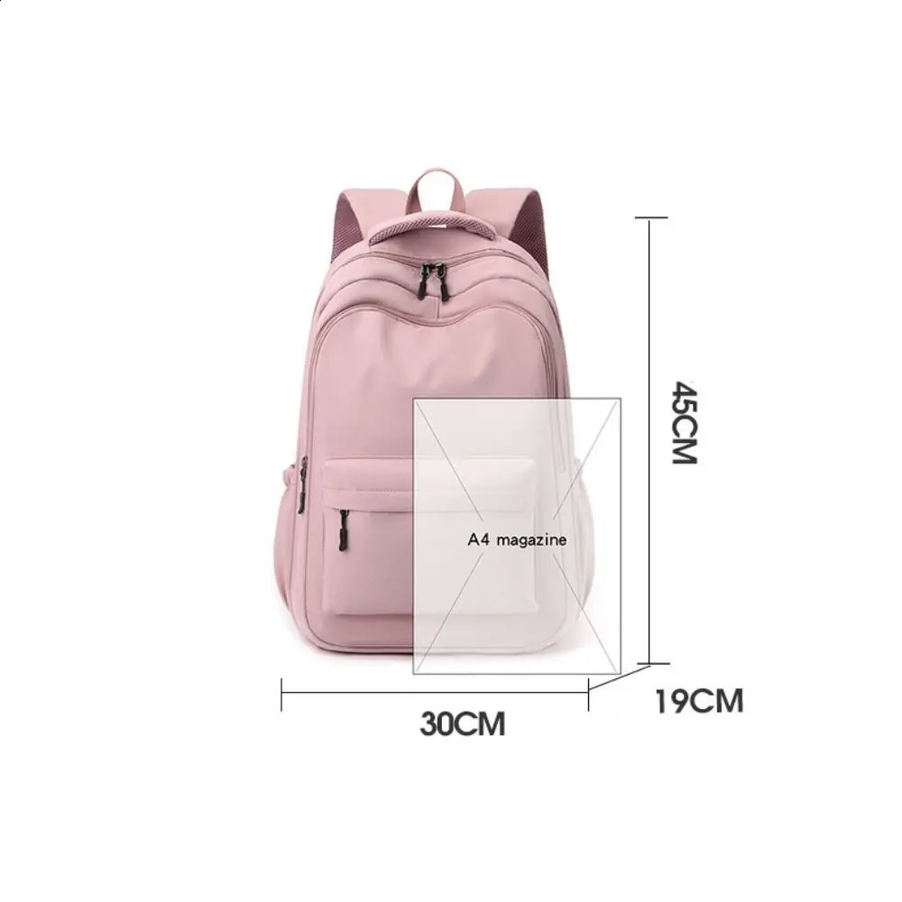 Fashion Large Capacity Womens Backpack Lightweight Oxford Versatile Backpack Solid Color School Bags Girls 241230