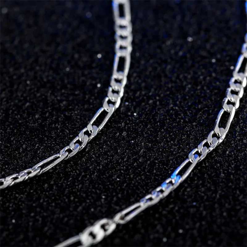 925 sterling silver 16/18/20/22/24/26/28/30 inch double-sided flat chain necklace W241230