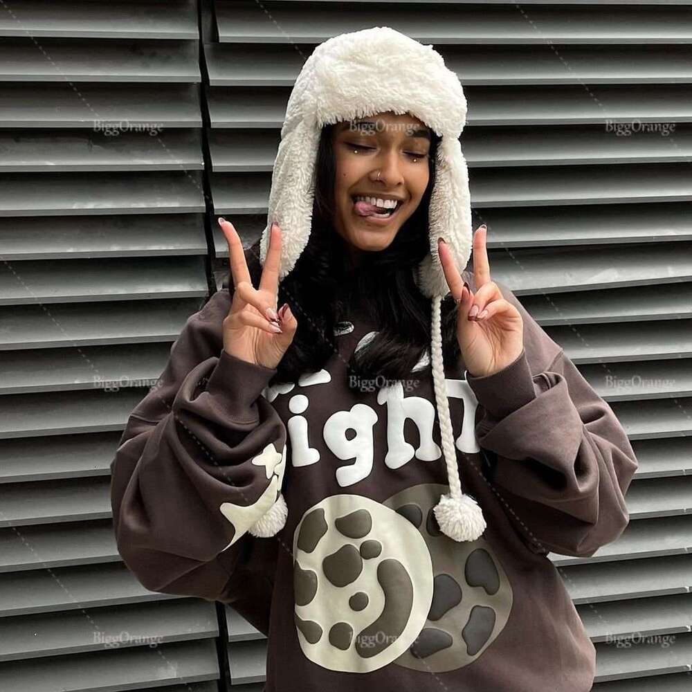 Harajuku 3D Foam Printed Hooded Sweater Unisex Couple Y2k Sweatshirt Trend