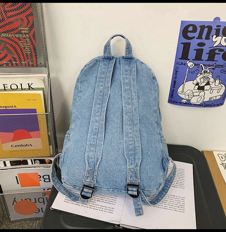 Women Backpack Cowboy Fabric Bag Backpack Korean Shoulder Bag Girl College Bag Backpack large capacity denim Rucksack Backpack 241230