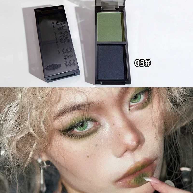 Smoky Glitter Blue Eyeshadow Palette 2-Color Red Black Green Matte Eye Shadow Dark Punk Eyes Pigment Party Halloween MakeupXJ241230