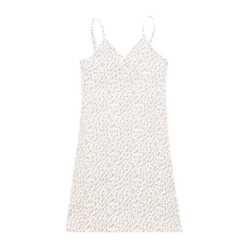 Pure Desire Printed V-neck Suspender Dress for Womens Summer 2024 New Floral Clothing