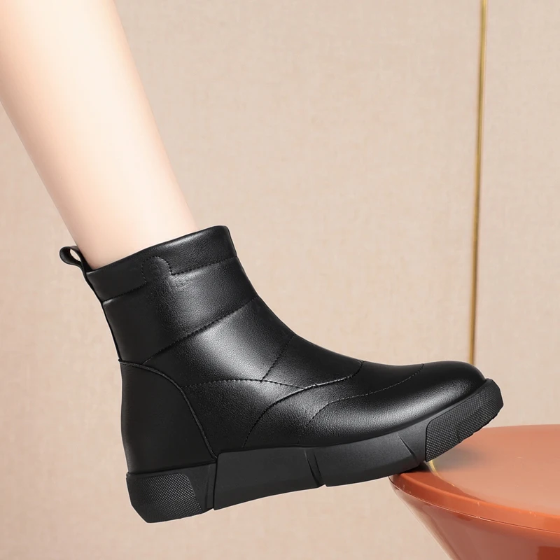 AIYUQI Snow Boots Women Large Size Non Slip Winter Boots Ladies Platform Natural Wool Women's Ankle Booties