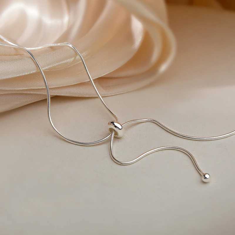 925 sterling silver necklace snake chain adjustable necklace geometric punk womens jewelry gift direct shipping wholesale W241230