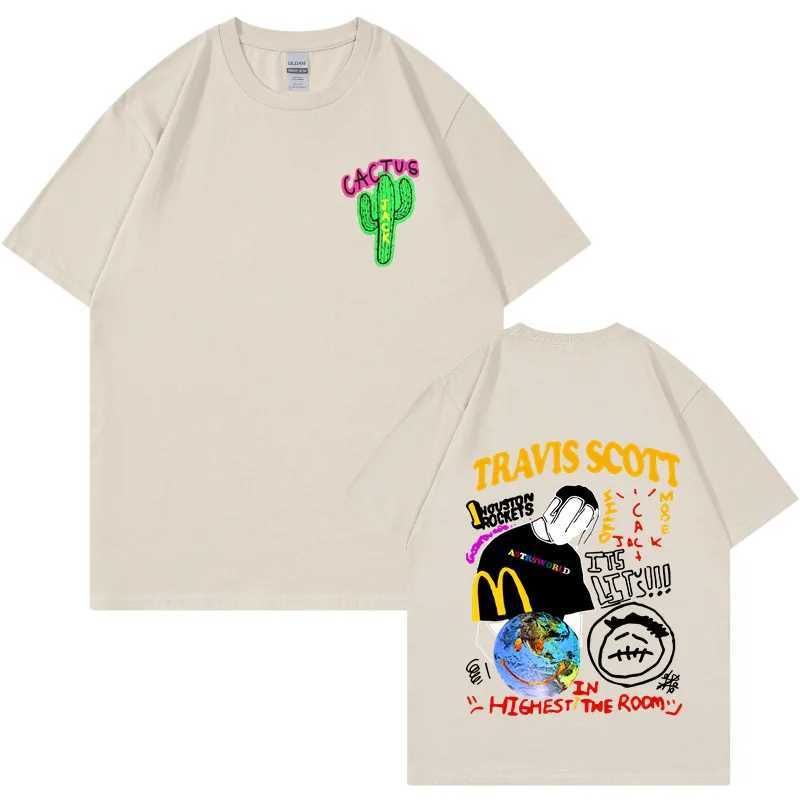 New Fashion Hip Hop T-shirt Mens ASTROWORLD Harajuku T-shirt Your Letter Printed T-shirt Here Top W241230
