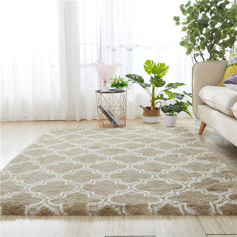 4619-55-BB-Simple Rectangular Solid Color Silk Carpet Bedroom Bed Living Room Sofa Blanket