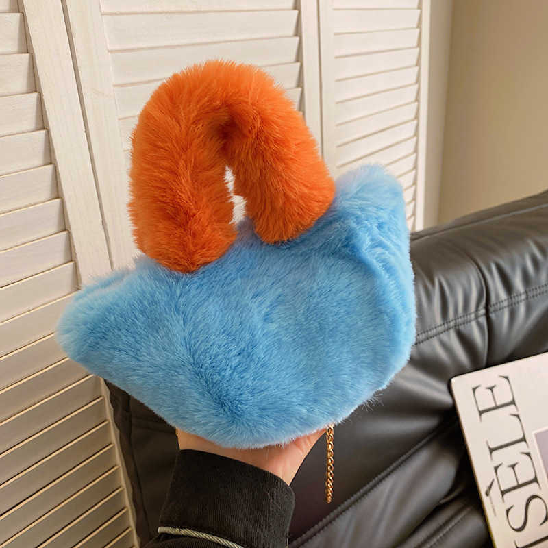 Hairy small bag for women, 2023 autumn and winter new trendy cute plush bucket bag, texture niche single shoulder crossbody bag 241230