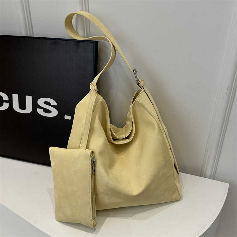 Fashionable two-piece temperament new minimalist large capacity commuting casual Korean style underarm shoulder tote bag 241230