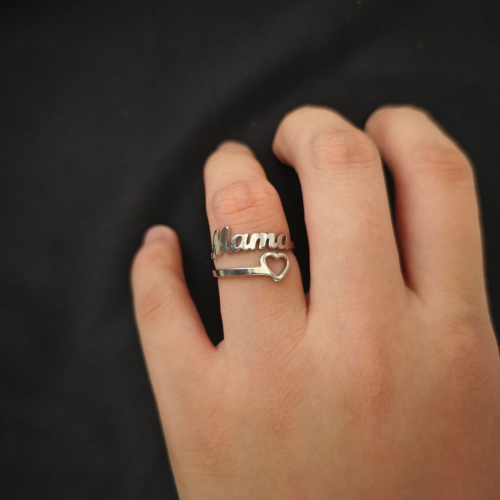 Charming Stainless Steel 'Mother's Love' Ring with Peach Heart Motif Thoughtful Mothers' Day Jewelry