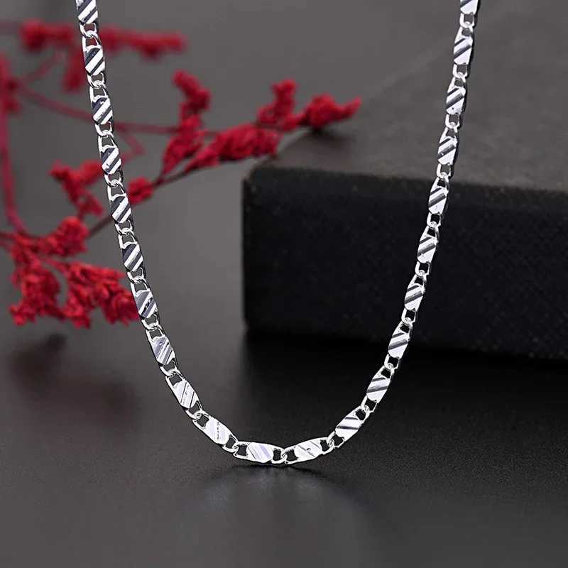 New 925 sterling silver fine 2MM flat Clavicle chain necklace suitable for womens wedding parties jewelry Christmas gifts 40-75cm W241230