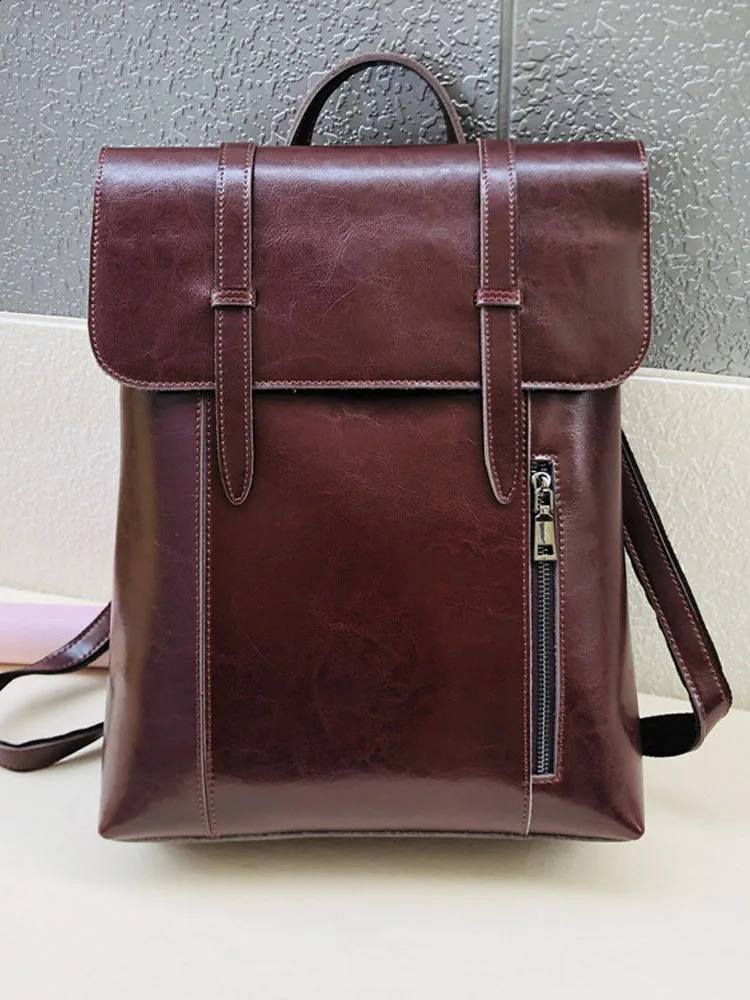 British Style Women Vintage Split Leather Backpack Unisex Laptop Bag Teenager Girls School Bags Preppy Straps Shoulder Satchel 241230