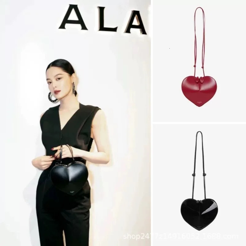 2024Nichedesign Genuine Leather Peach Crossbody hot Bag: High-Quality, 3D Love Heart Design