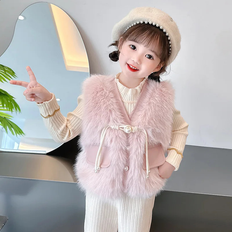Childrens Vests faux Fur Vest for Children To Wear Warm Outer Toddler Vest Toddler Girl Winter Clothes 241230