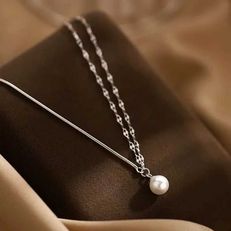Fashionable 925 sterling silver pearl necklace simple style charming womens pendant necklace a gift from Botai for friends exquisite jewelry W241230
