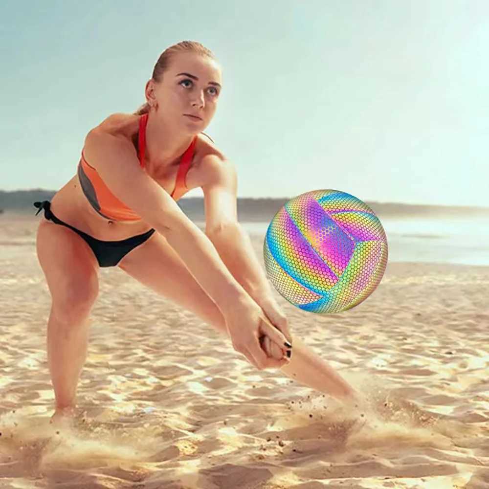 Size 5 Reflective Volleyball Glow-in-the-Dark Volleyball Beach Volleyball Rainbow Color Sports BallXJ241230