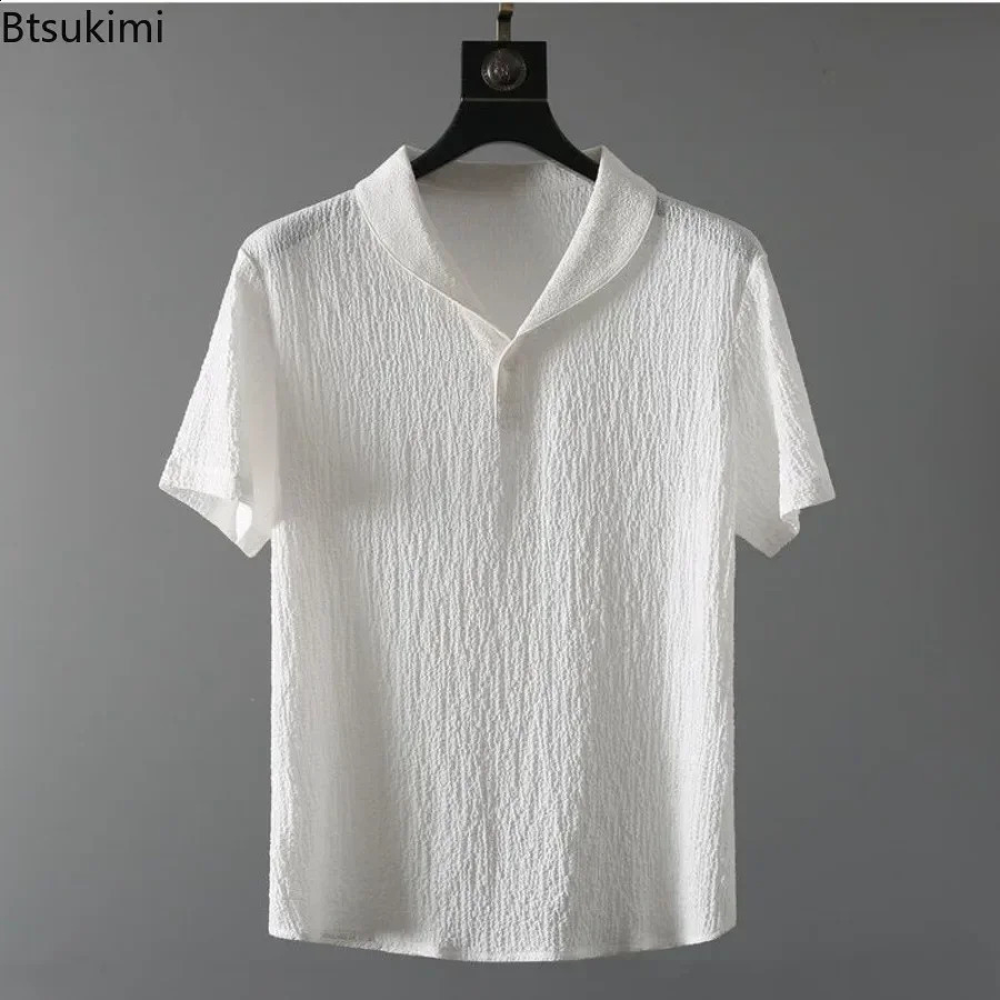 2025 Summer Korean Style Casual Sets for Men Fashion Streetwear Mens Comfort Solid Lapel TopsTrousers Joggers Suit Tracksuit 241223