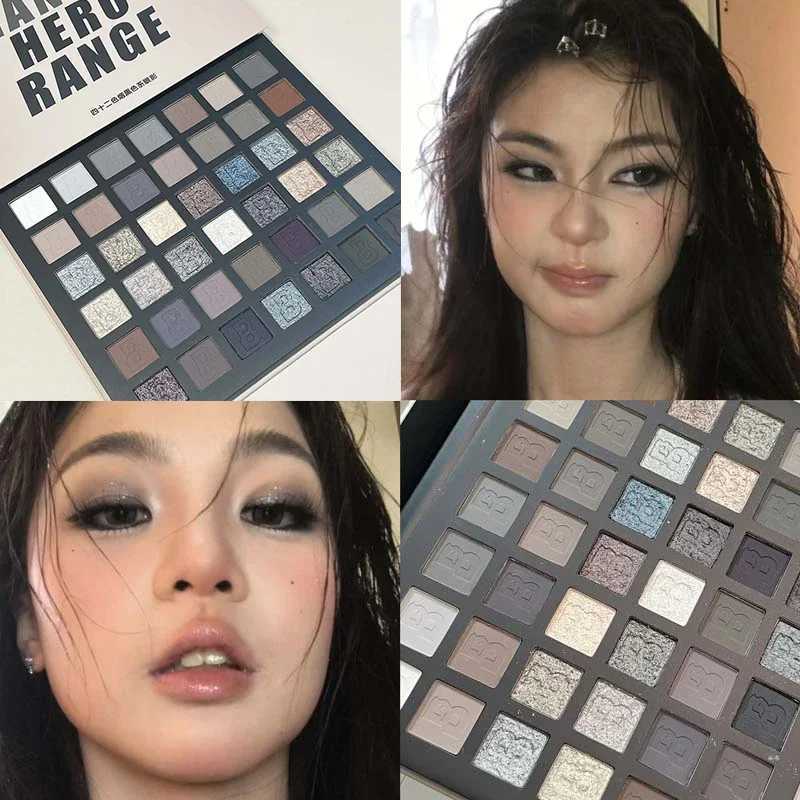 42 Colors Eye Shadow Smoky Color Palette Glitter Matte l Cement Gray Eyeshadow Palette Korean Makeup Punk Black Eye CosmeticXJ241230