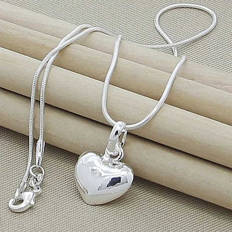 High quality 925 sterling silver pure heart necklace 16-30 inch snake chain suitable for womens wedding charm fashionable jewelry luxury W241230
