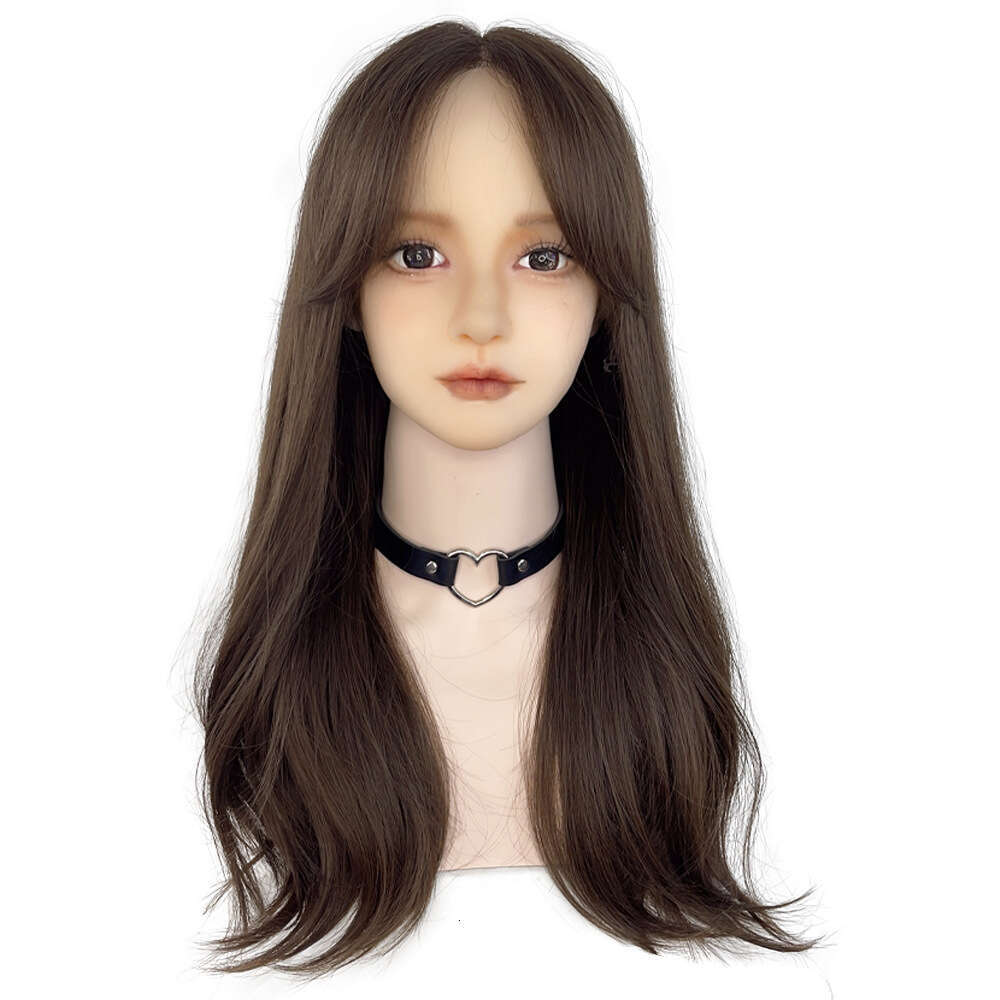 Lace Front Wig Cover T Shape Jiahe's New High-Temperature Silk Simulation Lace Wig With Natural Split Bangs And Long Curly Hair, Hand Woven Headb
