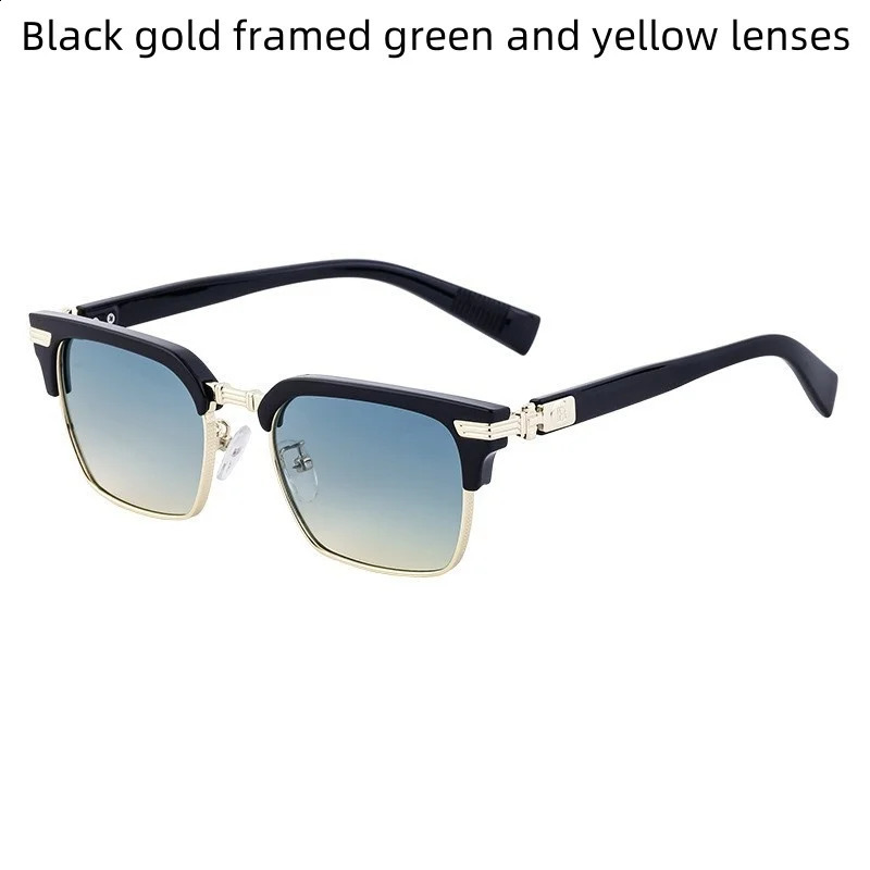 Fashion Retro Square Frame Sunglasses For Men With Brow Bar Suitable For Fishing And Driving UV Protection Sunglasses 241230