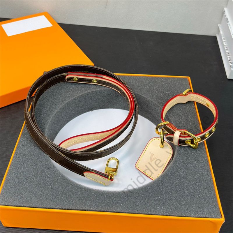 Trendy Brand Genuine Leather Pet Collar, Designer Cat And Dog Collar Leash Set, Comes With Exquisite Gift Box, Must-have To Prevent Pets From Being Lo