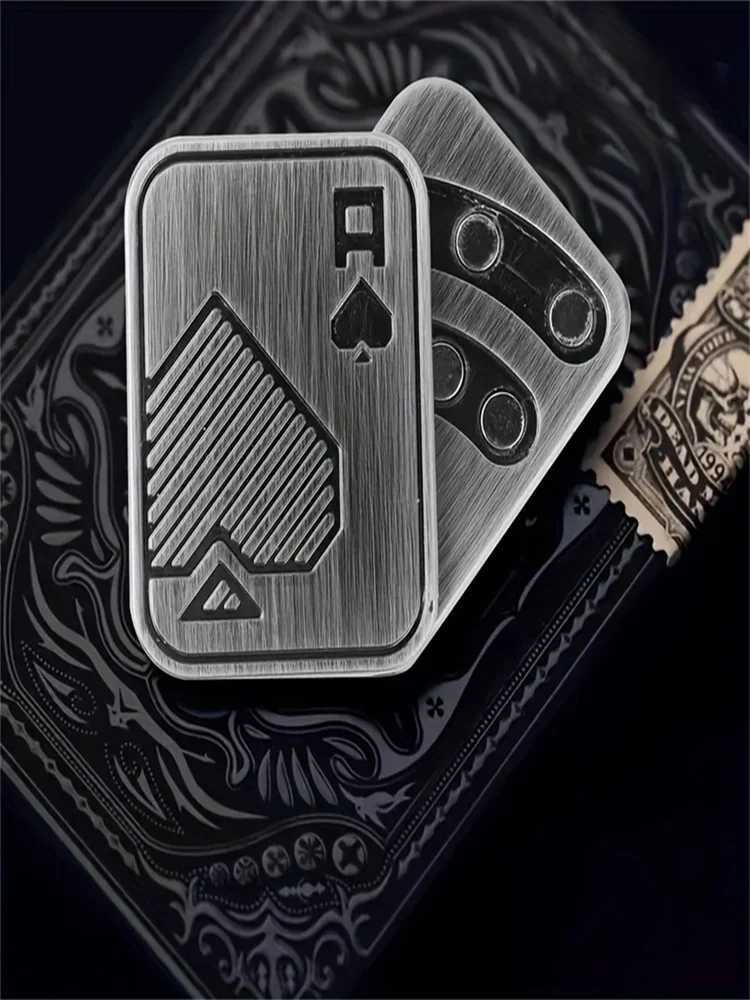 1 piece of metal Fidget toy - Metal poker push card Fidget slider pressure relief toy Fidget toy tactile coin office desk toy gift W241230