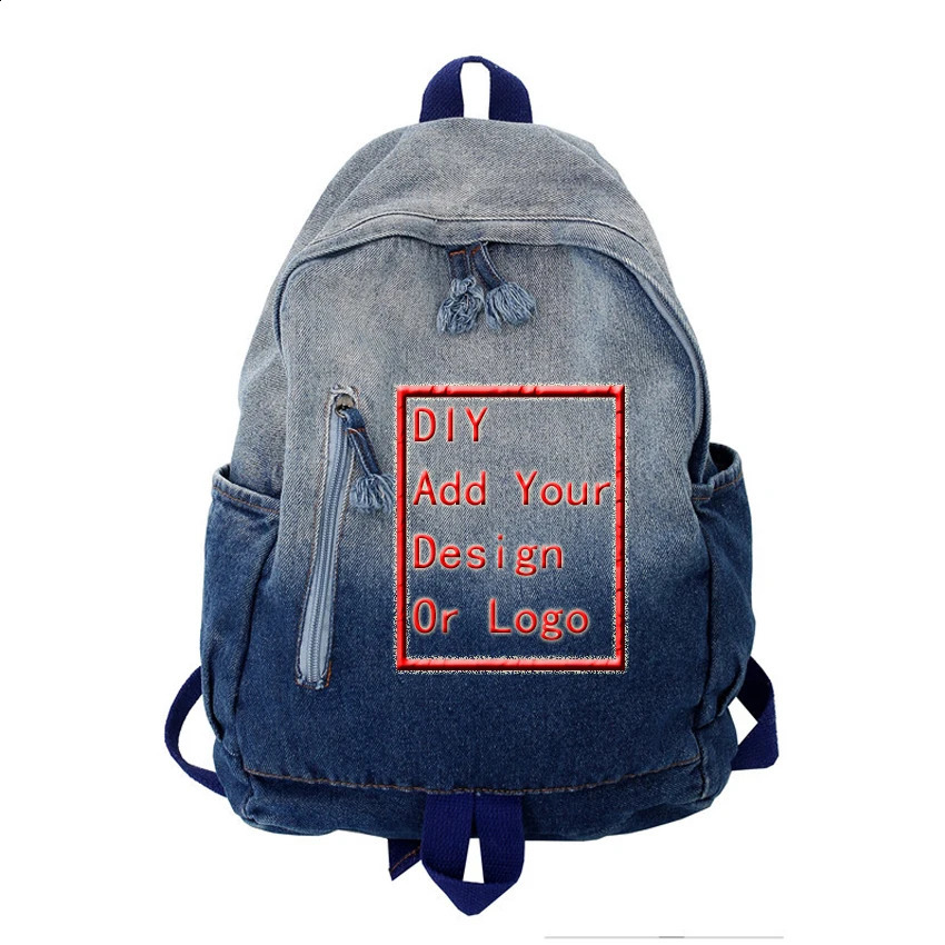 Gothic Gradient Backpack American Street Style Cowboy Large Capacity Student Schoolbag Y2k Harajuku Bag Women Men Backpack 241230