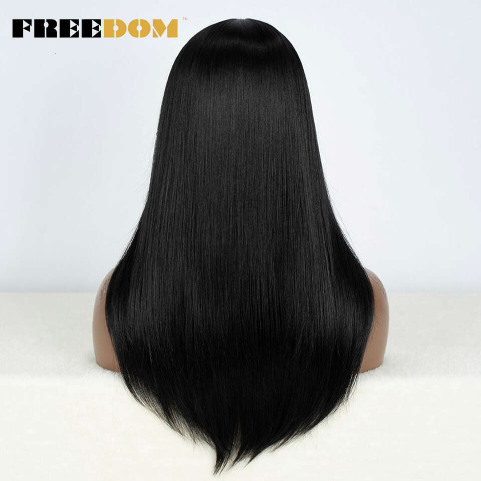 FREEDOM Hair Synthetic Lace Front For Black Women Straight Bob Wigs 22 Inch Easy Wear Ombre Brown Blonde Cosplay Wig
