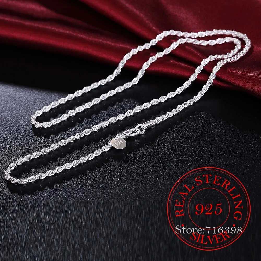 A genuine 925 sterling silver mens exquisite jewelry 3mm twisted rope chain necklace suitable for womens 16-30 inch charm necklace W241230
