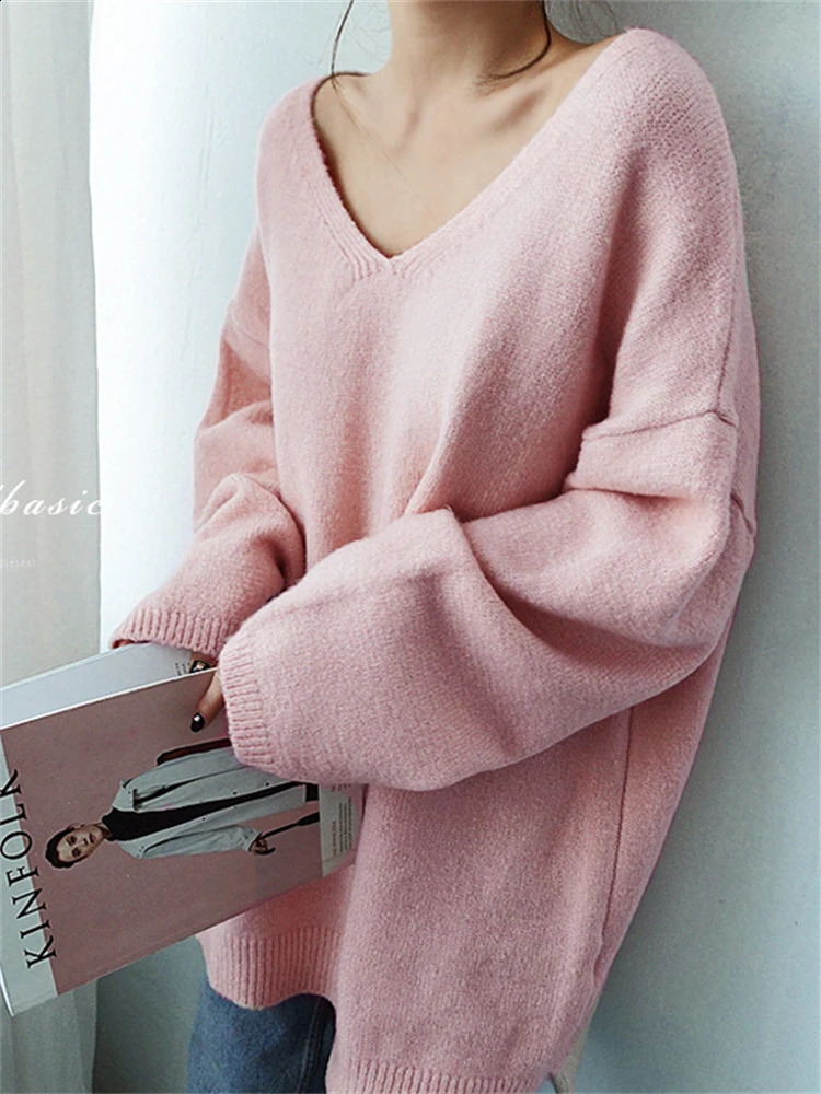Sweater Women Winter Pullover Girls Oversize Knitting Tops Vintage Long Sleeve Fall Female Knitted Outerwear Warm Pull 241223