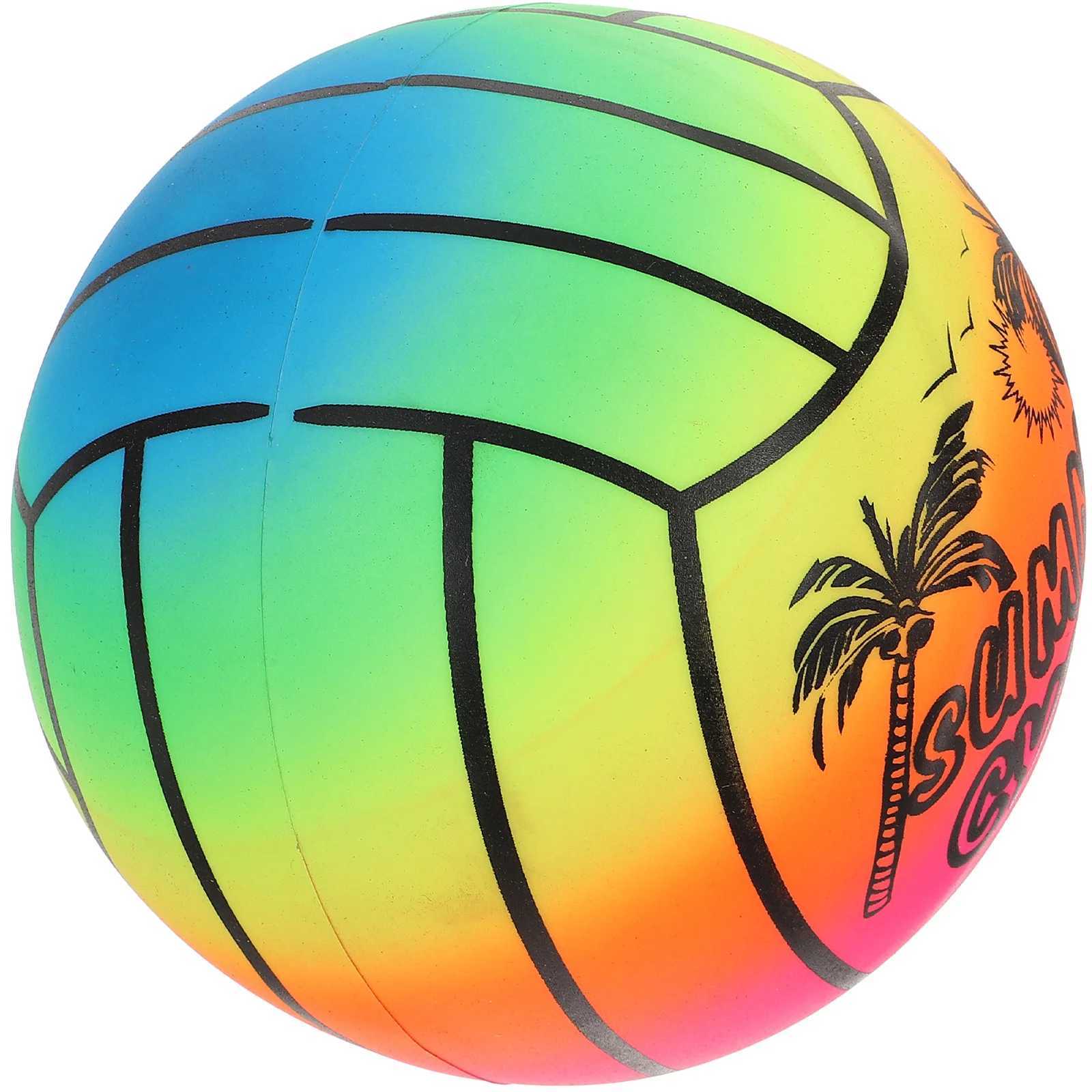 Thickened Rainbow Pvc Volleyball Childrens Inflatable Toy Indoor and Outdoor Sports Equipment Beach Balls LargeXJ241230