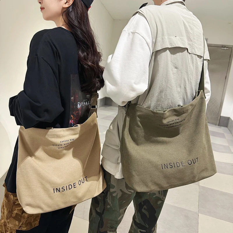 Large capacity canvas messenger bag Laptop bag Simple all-in-one Tote bag Academy crossbody bag 01 241224